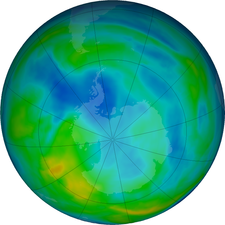 Antarctic ozone map for 11 June 2019